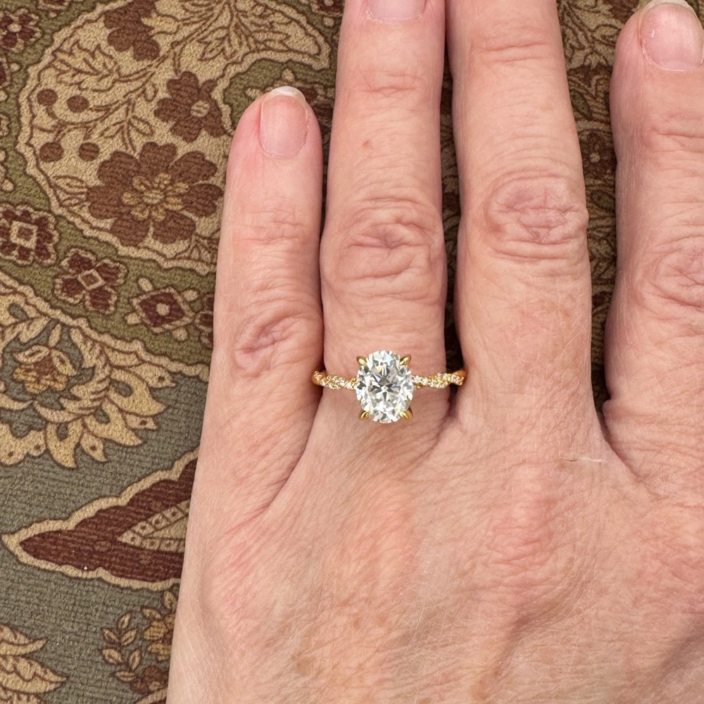 Elegant Moissanite Gold Over Silver Women's Ring